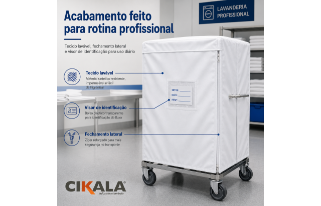 Capa para Carrinho de Lavanderia Leve Rouparia Hospitalar