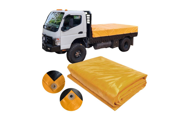 Lona de Caminhão laranja x Preta CK400 Micras PVC - Proteção Caminhonetes Carretinhas M2