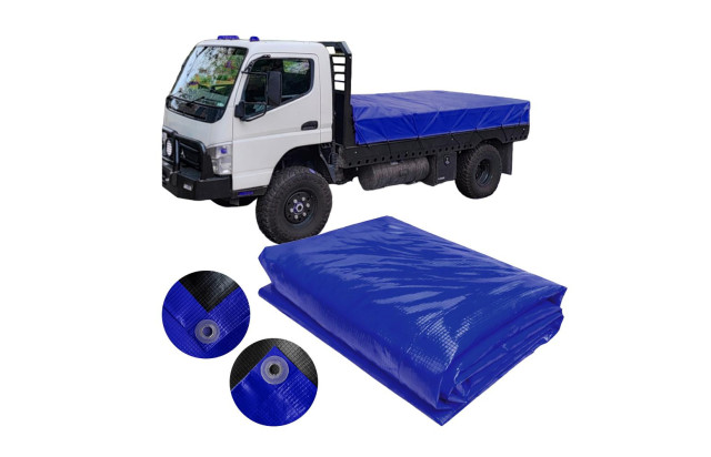 Lona de Caminhão Azul x Preta CK400 Micras PVC Proteção Caminhonetes Carretinhas M2