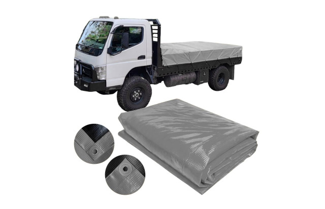 Lona de Caminhão Cinza x Preta CK400 Micras PVC - Proteção Caminhonetes Carretinhas M2