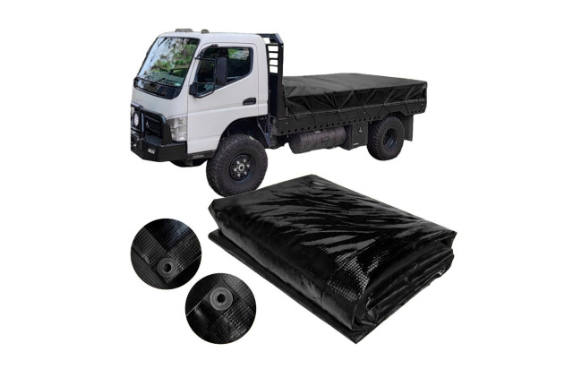 Lona de Caminhão Preta x Preta CK400 Micras PVC - Proteção Caminhonetes Carretinhas M2