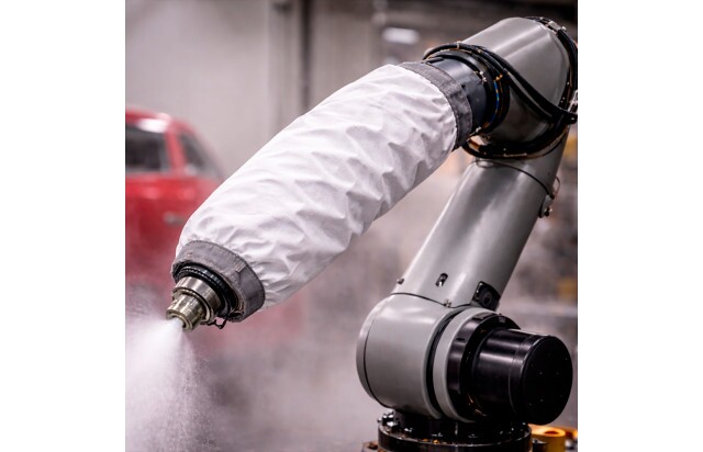 Manga de Proteção para Robô de Pintura Industrial Protege Cabos e Eixos