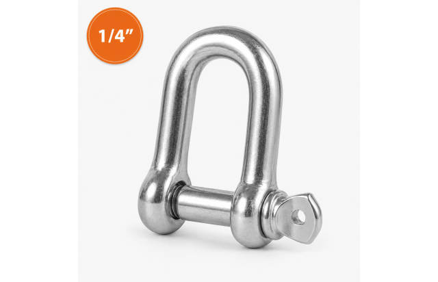 Manilha Reta 6,35 mm 1/4" Aço Galvanizado com Pino para Cabo de Aço 6 mm