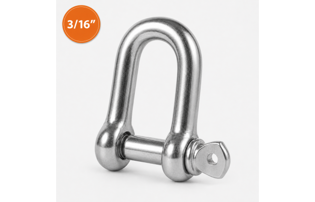 Manilha Reta 4,8 mm 3/16" Aço Galvanizado com Pino para Cabo de Aço 4,8 mm