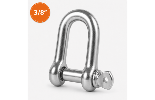 Manilha Reta 9,5 mm 3/8" Aço Galvanizado com Pino para Cabo de Aço 8 mm