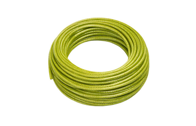 Cabo de Aço Revestido 4,8mm Verde Lemon 3/16” 6x19 AF Super Flexível, Alta Resistência para Academia Polias Máquinas de Tração Máquinas de Musculação Portão Basculante Cortina Metálica Guarda Corpo