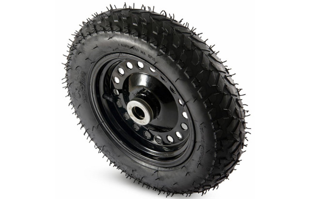 Roda 325x8 Pneumática 2 Lonas com Eixo 1" Rolamento Rolete Aro em Chapa para Carrinho de Mão, Plataforma e Carga