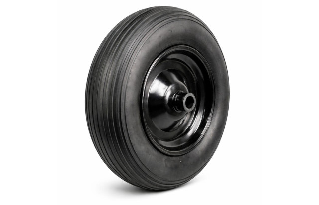 Roda 350x8 PU Maciça com Eixo 1” Rolamento Rolete Pneu 3.50-8 Reforçada para Carrinho de Mão, Plataforma e Armazém 150kg