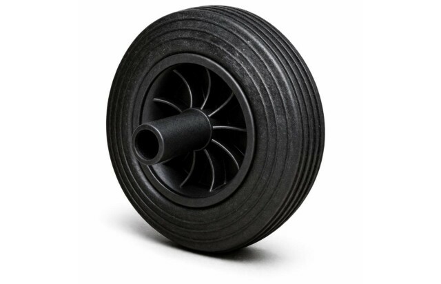 Roda 8” PP com Borracha Maciça Preta Eixo 7/8 para Carrinho Carga