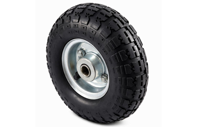 Roda 350x4 Pneumática 4 Lonas com Eixo 3/4" Rolamento Esfera  Aro em Chapa para Carrinho de Mão e Carrinho de Carga