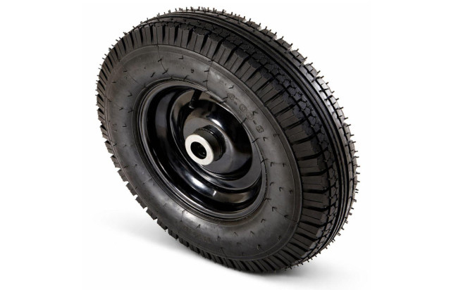 Roda 400x8 Pneumática 4 Lonas com Eixo 1" e Rolamento Rolete Aro em Chapa para Carrinho de Carga