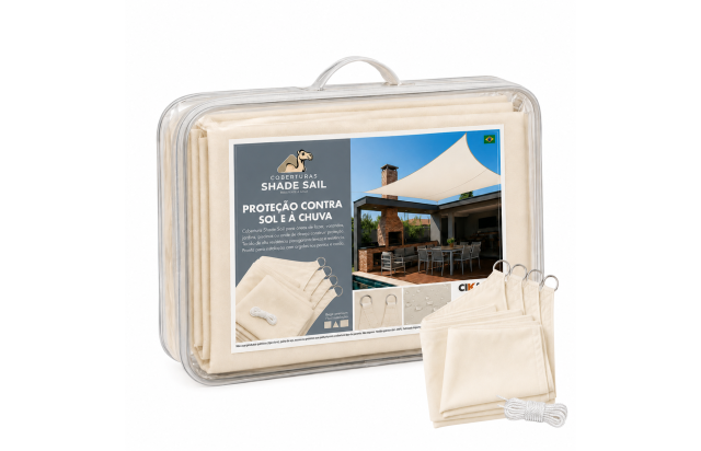 Cobertura Impermeável Areia em Tecido Resistente à Água com Argolas Pronta para Fixação SHADE SAIL