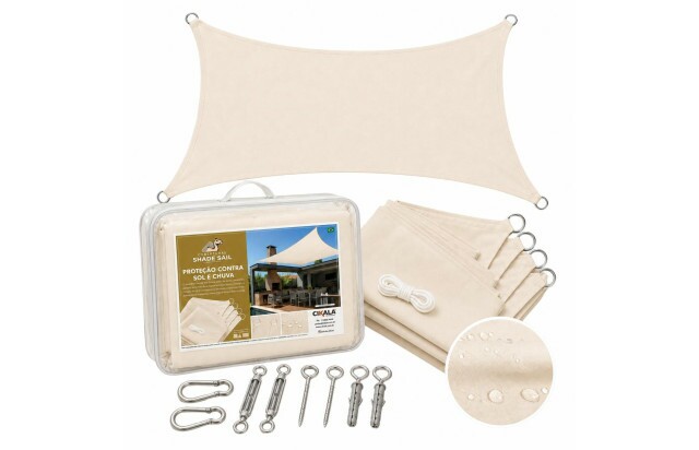 Tela Sombreamento Shade Sail Areia Resistente à Água com Meia Argola para Cobertura de Área Externa