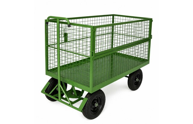 Carrinho Plataforma Tipo Gaiola Fechado em Tela 500kg com Roda Pneumática 350x8