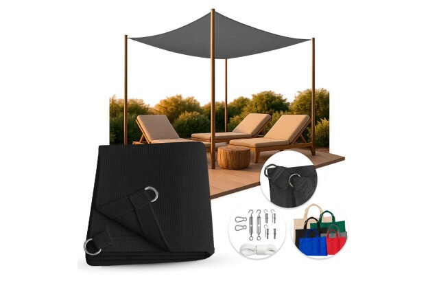 Tela Shade 90% Sombreamento Preta Reforçada - Cobertura Garagem Pergolado Piscina Área Externa M2