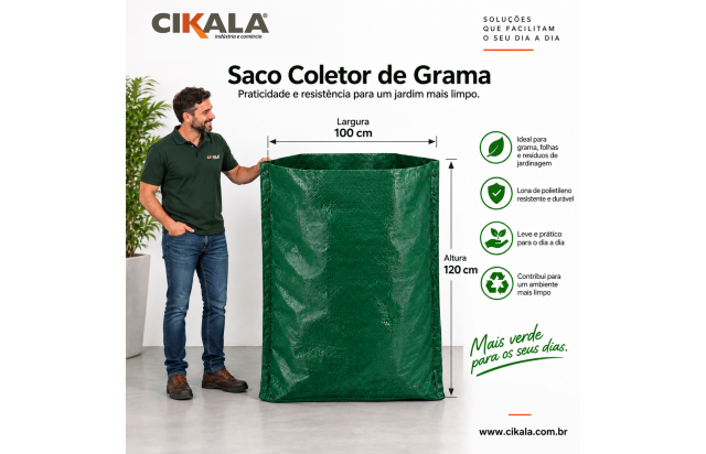 Saco Coletor de Folhas Grama Resíduos 100x120 cm