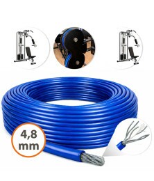 Cabo de Aço Revestido Azul 4,8mm 3/16 6x19 AF Galvanizado G-FORCE Flexível - Polias Academia Máquinas Guarda Corpo