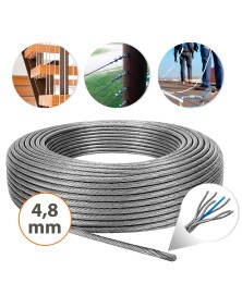 Cabo de Aço Galvanizado 4,8mm 3/16" 6x7 AF G-FORCE Sem Revestimento para Fixação Amarração Estaiamento