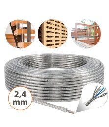 Cabo de Aço Revestido Cristal 2,4mm 3/32" 6x7 AF Galvanizado G-FORCE para Guarda Corpo Varal Estaiamento
