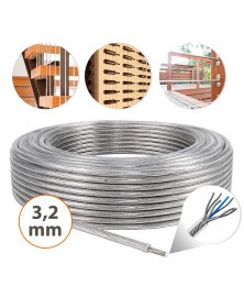 Cabo de Aço Revestido Cristal 3,2mm 1/8" 6x7 AF Galvanizado G-FORCE para Guarda Corpo Varal Estaiamento