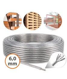 Cabo de Aço Revestido 6mm Cristal 1/4” 6x19 AF Galvanizado para Guarda Corpo Varal Estaiamento