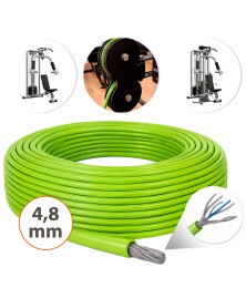 Cabo de Aço Revestido Verde 4,8mm 3/16 6x19 AF Galvanizado G-FORCE Flexível - Polias Academia Máquinas Guarda Corpo