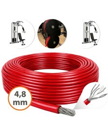 Cabo de Aço Revestido Vermelho 4,8mm 3/16 6x19 AF Galvanizado G-FORCE Flexível - Polias Academia Máquinas Guarda Corpo