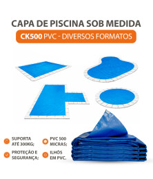Capa de Segurança para Piscina CK500 Micras PVC Vinil Sob Medida Suporta até 300kg Impermeável Proteção UV com Kit para Instalação