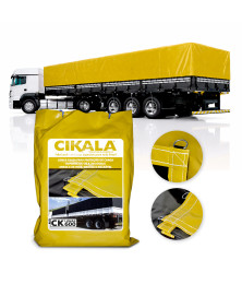 Lona de Caminhão Amarela x Preta CK600 Micras PVC Emborrachado - Resistência Proteção Segurança Grandes Cargas M2