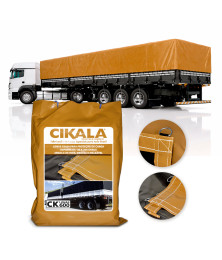 Lona de Caminhão Laranja x Preta CK600 Micras PVC Emborrachado - Resistência Proteção Segurança Grandes Cargas M2