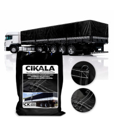 Lona de Caminhão Preta x Preta CK600 Micras PVC Emborrachado - Resistência Proteção Segurança Grandes Cargas M2