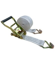 Cinta Amarração Branca 9 Metros 3 Ton Ganchos J + Catraca Gancho J
