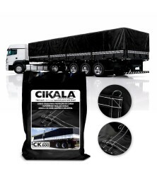 Lona de Caminhão Preta x Preta CK600 Micras PVC Emborrachado - Resistência Proteção Segurança Grandes Cargas M2