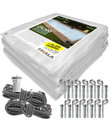Capa para Piscina CK300 Micras Polietileno Translúcida + Kit de Instalação - Proteção contra Sujeira, Poeira e Folhas M2