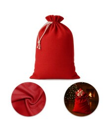Saco de Papai Noel Natalino Vermelho em Tecido 90x70 cm para Presentes Grandes