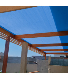 Tela Cobertura Pergolado de Madeira Azul - 90% Sombreamento Proteção UV - Cobertura Áreas Externas Gourmet