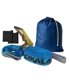 Slackline Azul 15 M Catraca + Alças + Protetores + Bolsa