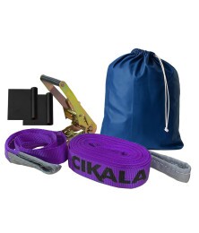 Slackline Roxo 15 M Catraca + Alças + Protetores + Bolsa