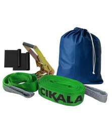 Slackline Verde 15 M Catraca + Alças + Protetores + Bolsa