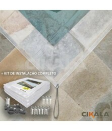 Capa para Piscina CK300 Micras Polietileno Translúcida + Kit de Instalação - Proteção contra Sujeira, Poeira e Folhas M2