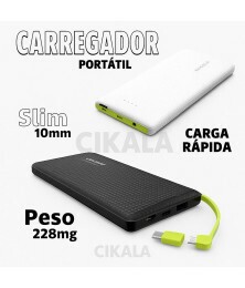 Carregador Portátil 10000mah Power Bank Pining