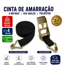 Cinta para Amarração de Carga 4 Metros Preta - Praticidade e Proteção no Transporte