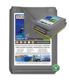 Lona para Cobertura Impermeável Cinza CK300 Micras - Telhado Obra Festa Barraca Buffet M2