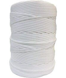 Corda Poliéster 4mm Branca Trançada Rolo 1KG Multiuso Resistente para Amarração