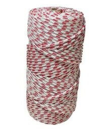 Corda Poliéster 3mm Branca e Vermelha Trançada Rolo 1/2KG Multiuso Resistente para Amarração