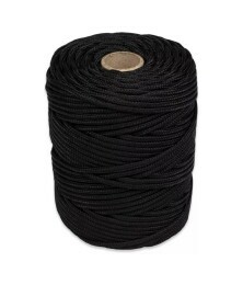 Corda Poliéster 3mm Preta Trançada Rolo 1KG Multiuso Resistente para Amarração