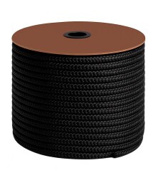 Corda Poliéster 8mm Trançada Preta - Multiuso Resistente para Amarração