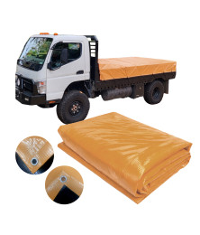 Lona de Caminhão Laranja x Preta CK400 Micras PVC - Proteção Caminhonetes Carretinhas M2