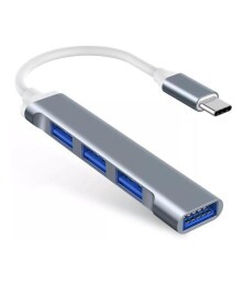 Adaptador Hub USB 4 em 1 com Entrada Tipo C Multifuncional