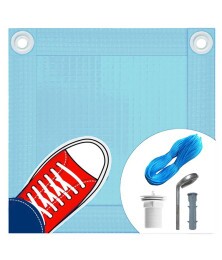 Capa de Segurança para Piscina CKP550 Azul Bebê + Kit de Instalação - Suporta Peso, Evita Quedas e Acidentes M2